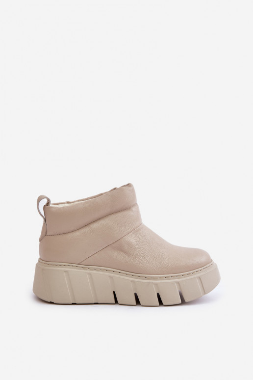 Zazoo 60470 Piel Botas con calentamiento de lana con una plataforma color marfil