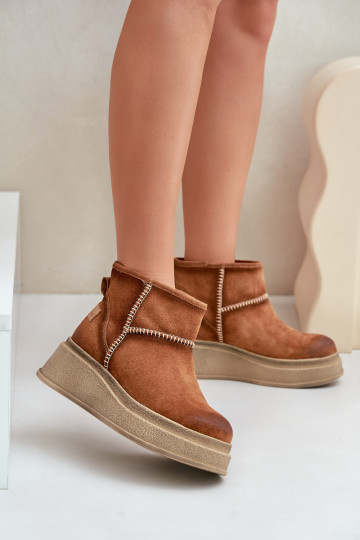Botas de nieve de cuero y ante con plataforma elevada Tai Turiciejka 06769-29, color marrón 2