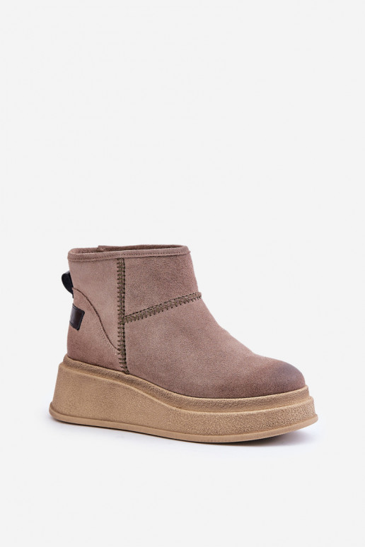 Piel de gamuza Botas de nieve Botas con una plataforma I Koturnie Tiene queciejka 06769-02 marron oscuro Piel de gamuza Botas de nieve Botas con una plataforma I Koturnie Tiene queciejka 06769-02 marron oscuro