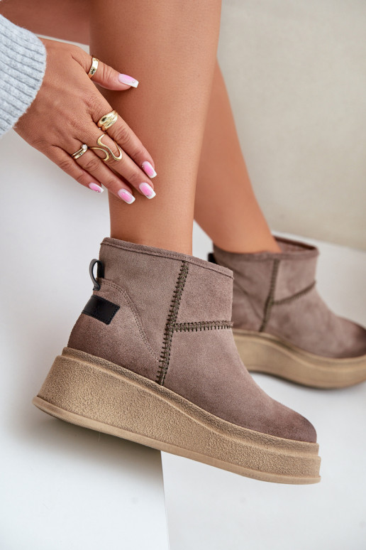 Piel de gamuza Botas de nieve Botas con una plataforma I Koturnie Tiene queciejka 06769-02 marron oscuro Piel de gamuza Botas de nieve Botas con una plataforma I Koturnie Tiene queciejka 06769-02 marron oscuro