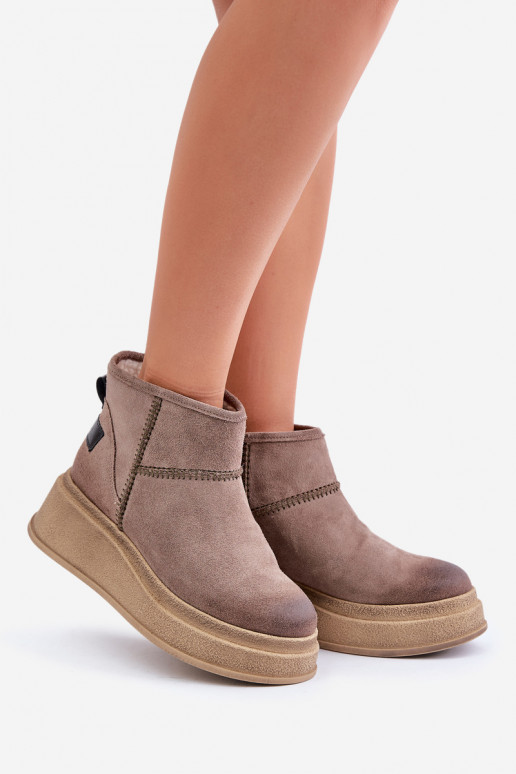 Piel de gamuza Botas de nieve Botas con una plataforma I Koturnie Tiene queciejka 06769-02 marron oscuro Piel de gamuza Botas de nieve Botas con una plataforma I Koturnie Tiene queciejka 06769-02 marron oscuro