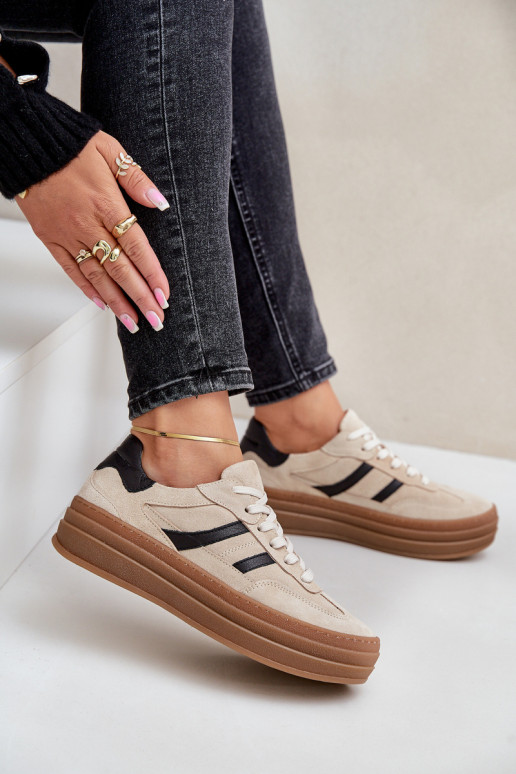 Zazoo N1176 de gamuza Zapatillas modelo zapatos. con una plataforma beige Zazoo N1176 de gamuza Zapatillas modelo zapatos. con una plataforma beige