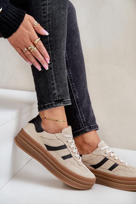 Zazoo N1176 de gamuza Zapatillas modelo zapatos. con una plataforma beige Zazoo N1176 de gamuza Zapatillas modelo zapatos. con una plataforma beige