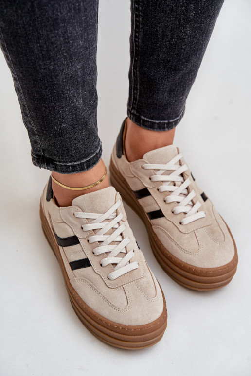 Zazoo N1176 de gamuza Zapatillas modelo zapatos. con una plataforma beige Zazoo N1176 de gamuza Zapatillas modelo zapatos. con una plataforma beige