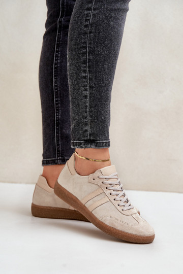 Botas deportivas bajas de ante para mujer, color arena 2
