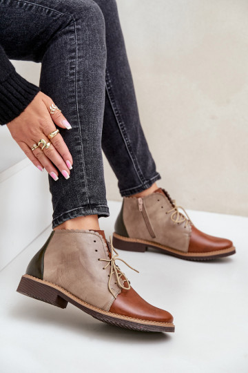 Piel Botas con tacones anchos color marrón Zazoo 4078