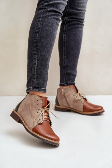 Piel Botas con tacones anchos color marrón Zazoo 4078 2