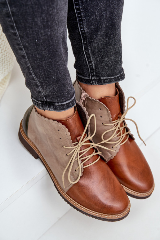 Piel Botas con tacones anchos color marrón Zazoo 4078