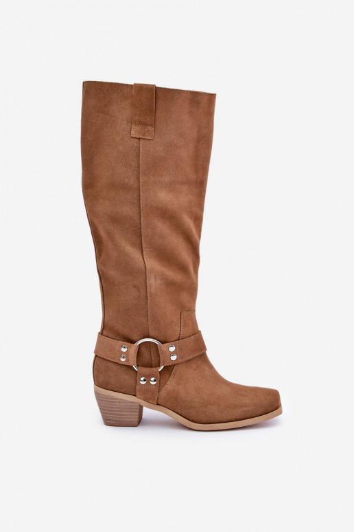 de gamuza botas En un tacón bajo con una bota Contra el camino Zazoo 3444/O color marrón de gamuza botas En un tacón bajo con una bota Contra el camino Zazoo 3444/O color marrón