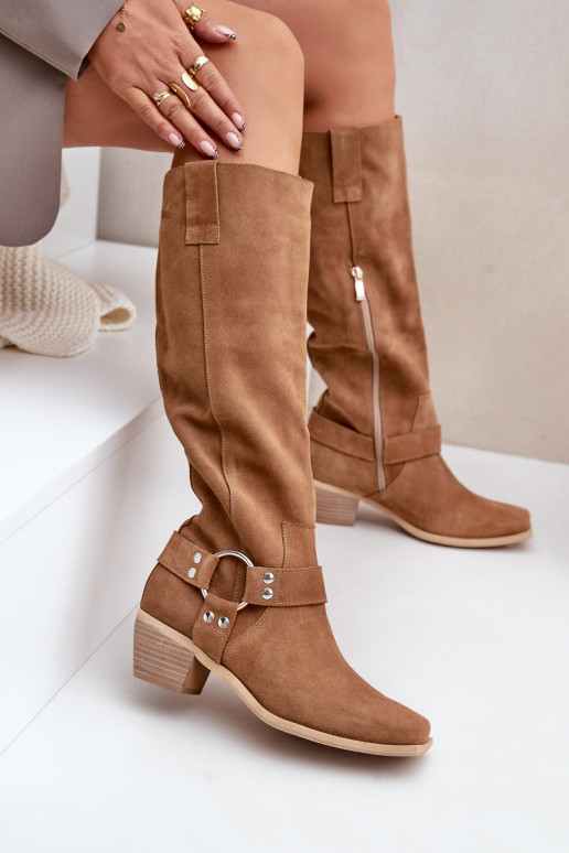 de gamuza botas En un tacón bajo con una bota Contra el camino Zazoo 3444/O color marrón de gamuza botas En un tacón bajo con una bota Contra el camino Zazoo 3444/O color marrón