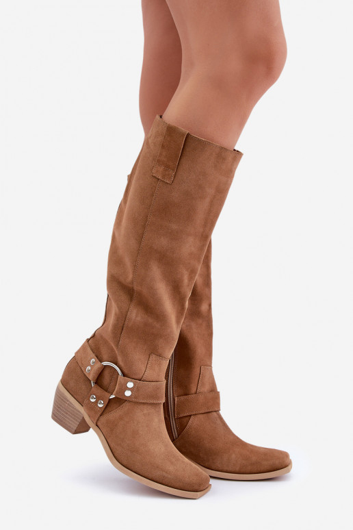 de gamuza botas En un tacón bajo con una bota Contra el camino Zazoo 3444/O color marrón de gamuza botas En un tacón bajo con una bota Contra el camino Zazoo 3444/O color marrón