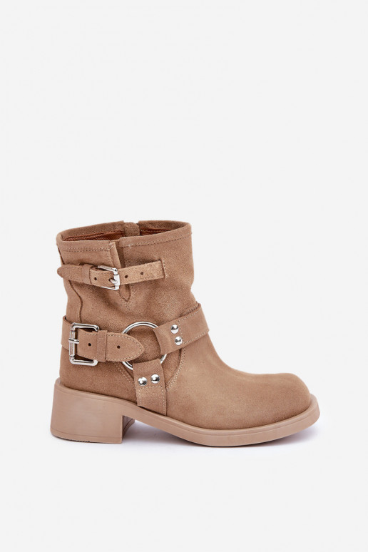 Zapatos de gamuza Femenino En un tacón bajo Klocku con rayas Zazoo 3644 beige Zapatos de gamuza Femenino En un tacón bajo Klocku con rayas Zazoo 3644 beige