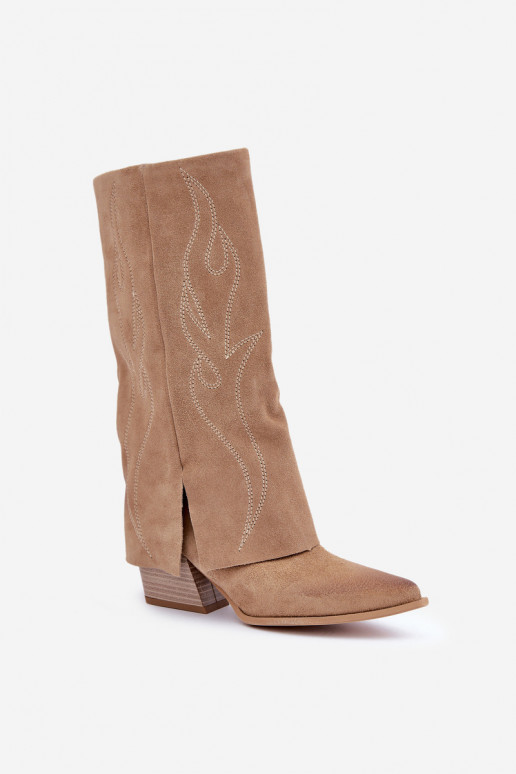 de gamuza botas Mitad de la pantorrillaENyAiniętą CholeAką con tacones beige Zazoo 3487 de gamuza botas Mitad de la pantorrillaENyAiniętą CholeAką con tacones beige Zazoo 3487