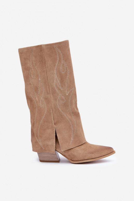de gamuza botas Mitad de la pantorrillaENyAiniętą CholeAką con tacones beige Zazoo 3487 de gamuza botas Mitad de la pantorrillaENyAiniętą CholeAką con tacones beige Zazoo 3487