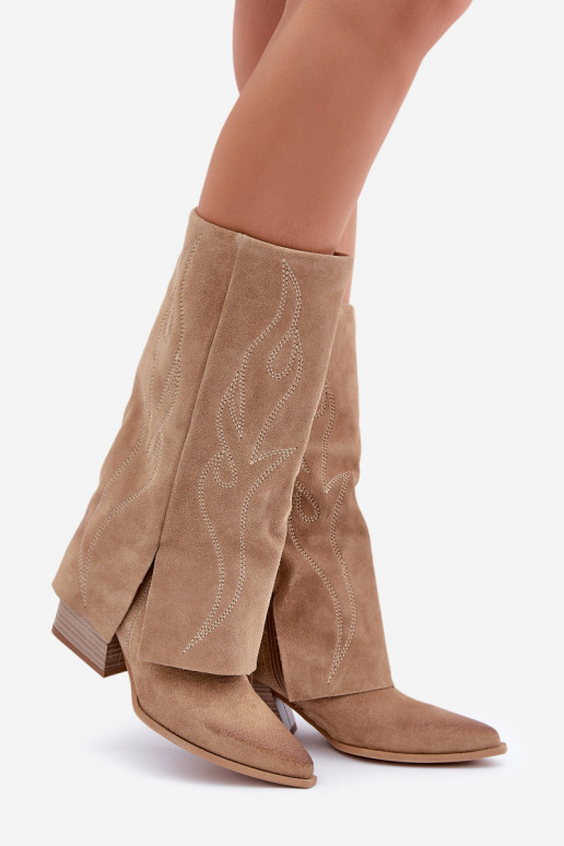 de gamuza botas Mitad de la pantorrillaENyAiniętą CholeAką con tacones beige Zazoo 3487 de gamuza botas Mitad de la pantorrillaENyAiniętą CholeAką con tacones beige Zazoo 3487