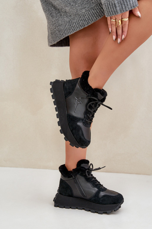 Piel Zapatillas modelo zapatos. zapatos Femenino con un abrigo de piel con una plataforma Big Star OO274A329 de color negro Piel Zapatillas modelo zapatos. zapatos Femenino con un abrigo de piel con una plataforma Big Star OO274A329 de color negro