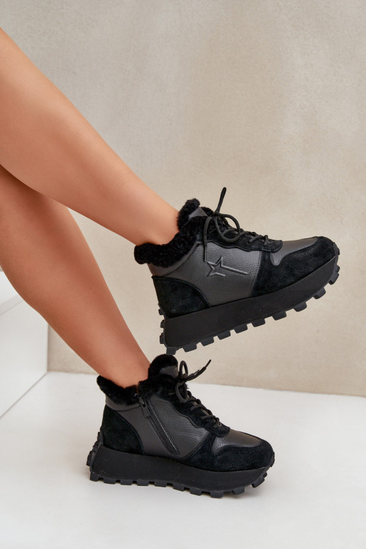 Piel Zapatillas modelo zapatos. zapatos Femenino con un abrigo de piel con una plataforma Big Star OO274A329 de color negro Piel Zapatillas modelo zapatos. zapatos Femenino con un abrigo de piel con una plataforma Big Star OO274A329 de color negro