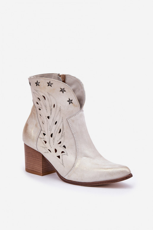 Botas caladas estilo vaquero Piel con tacones LeAski 3613 color dorado Przecierany Botas caladas estilo vaquero Piel con tacones LeAski 3613 color dorado Przecierany