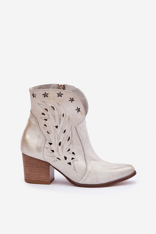 Botas caladas estilo vaquero Piel con tacones LeAski 3613 color dorado Przecierany Botas caladas estilo vaquero Piel con tacones LeAski 3613 color dorado Przecierany