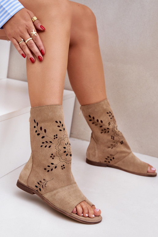 Zazoo 3437 Femenino Sandalias de ante con una bota Al castillo beige Zazoo 3437 Femenino Sandalias de ante con una bota Al castillo beige