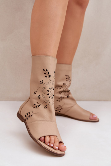 Sandalias para mujer con cañón Zazoo 3437 color arena
