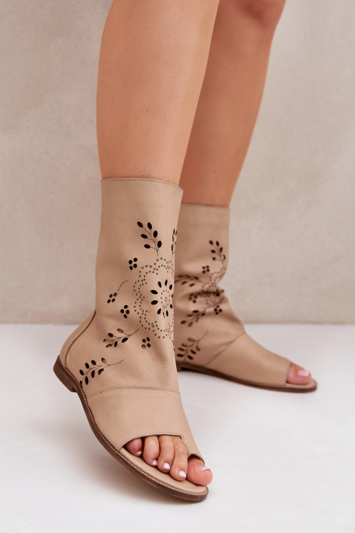 Zazoo 3437 Femenino Sandalias de mujer con una bota Al castillo beige