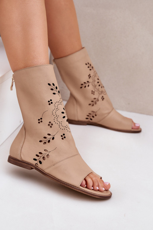 Zazoo 3437 Femenino Sandalias de mujer con una bota Al castillo beige