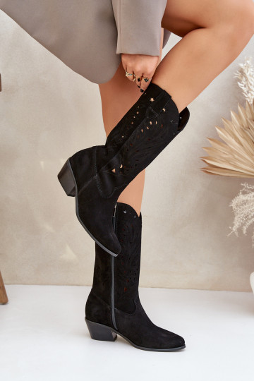 de gamuza botasAżuroAą CholeAką Zazoo 3609 de color negro