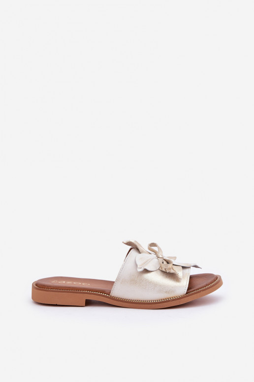 Zapatillas con adornos Cuero natural Zazoo 3667 color dorado Przecierany Zapatillas con adornos Cuero natural Zazoo 3667 color dorado Przecierany