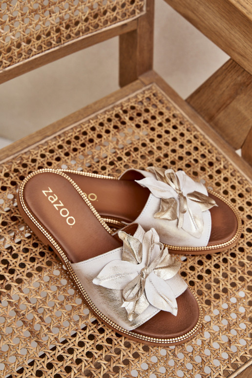 Zapatillas con adornos Cuero natural Zazoo 3667 color dorado Przecierany Zapatillas con adornos Cuero natural Zazoo 3667 color dorado Przecierany