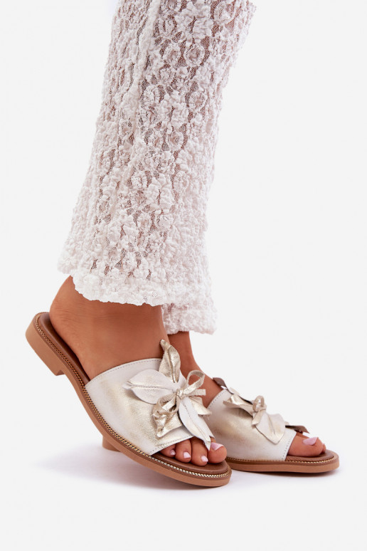 Zapatillas con adornos Cuero natural Zazoo 3667 color dorado Przecierany Zapatillas con adornos Cuero natural Zazoo 3667 color dorado Przecierany