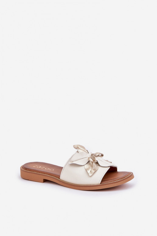 Zapatillas con adornos Cuero natural Zazoo 3667 el color blanco