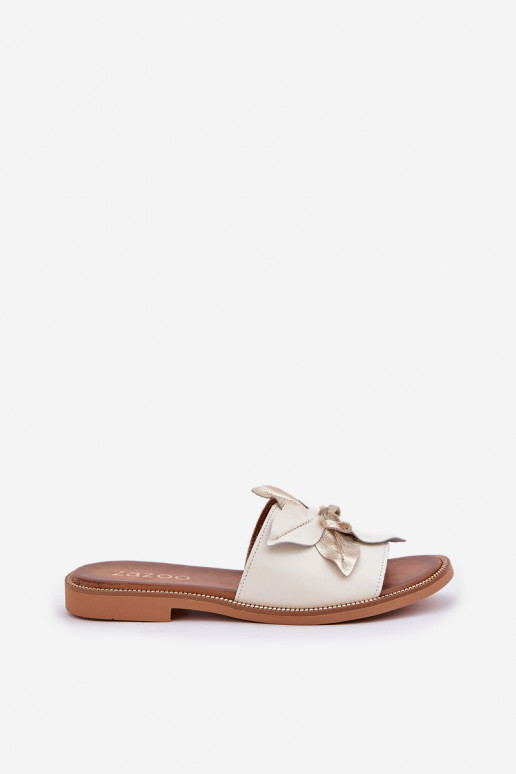 Zapatillas con adornos Cuero natural Zazoo 3667 el color blanco