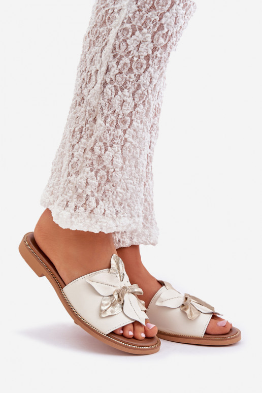 Zapatillas con adornos Cuero natural Zazoo 3667 el color blanco