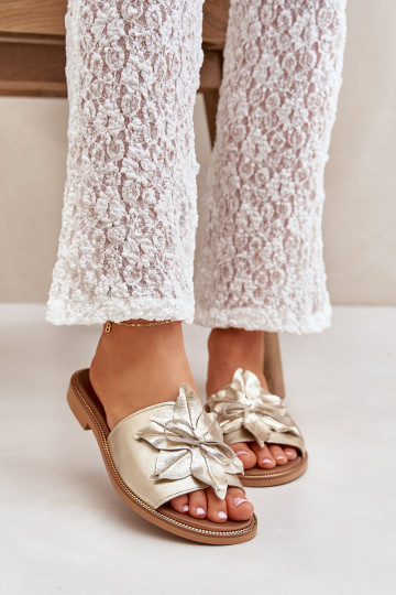Zapatillas con adornos Cuero natural Zazoo 3667 color dorado