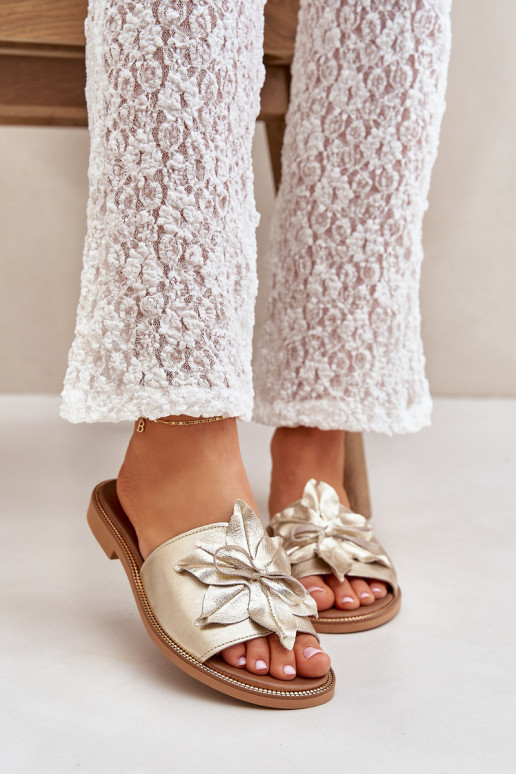 Zapatillas con adornos Cuero natural Zazoo 3667 color dorado