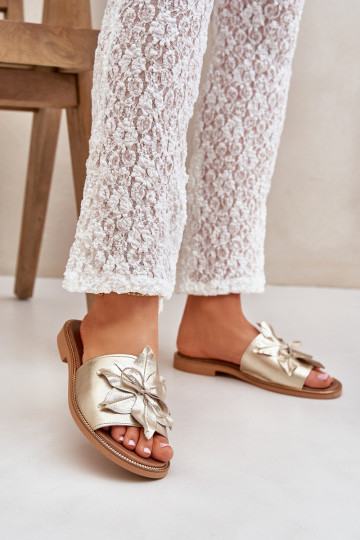 Zapatillas con adornos Cuero natural Zazoo 3667 color dorado 2