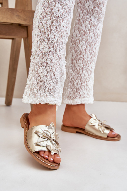 Zapatillas con adornos Cuero natural Zazoo 3667 color dorado