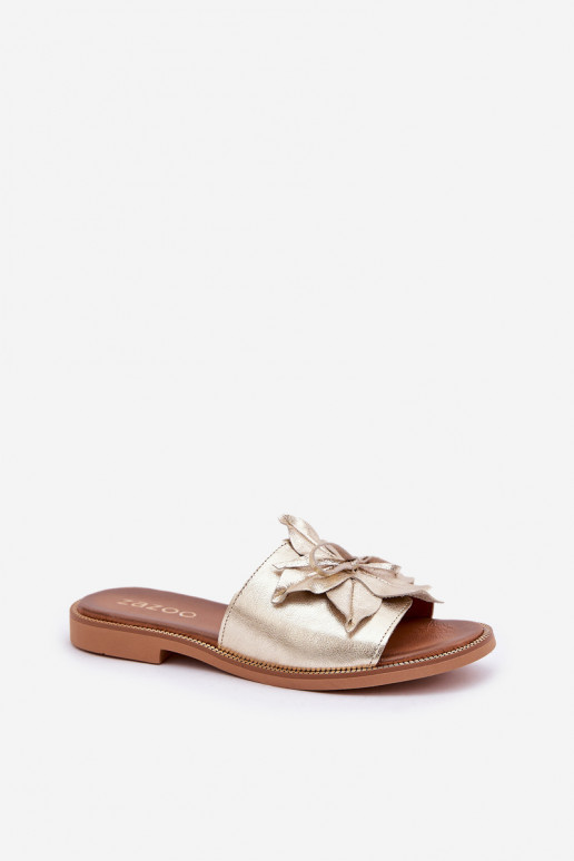 Zapatillas con adornos Cuero natural Zazoo 3667 color dorado