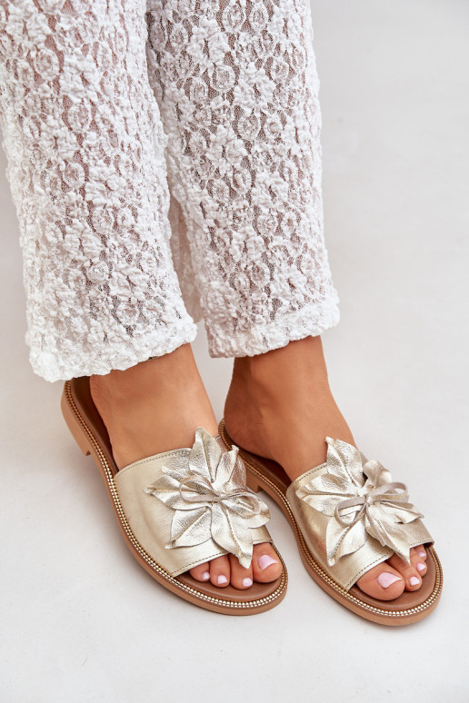 Zapatillas con adornos Cuero natural Zazoo 3667 color dorado