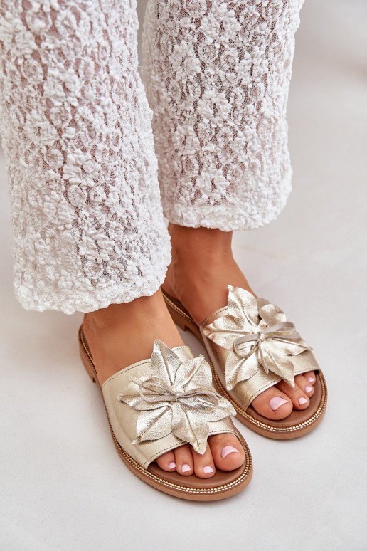 Zapatillas con adornos Cuero natural Zazoo 3667 color dorado