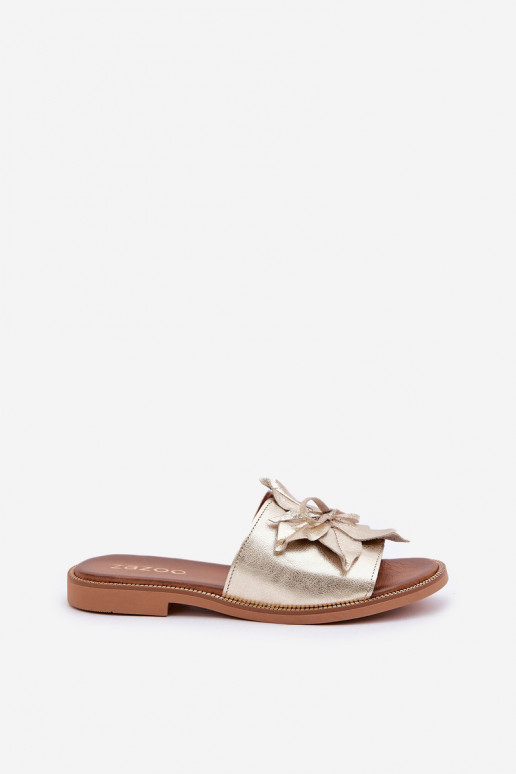 Zapatillas con adornos Cuero natural Zazoo 3667 color dorado