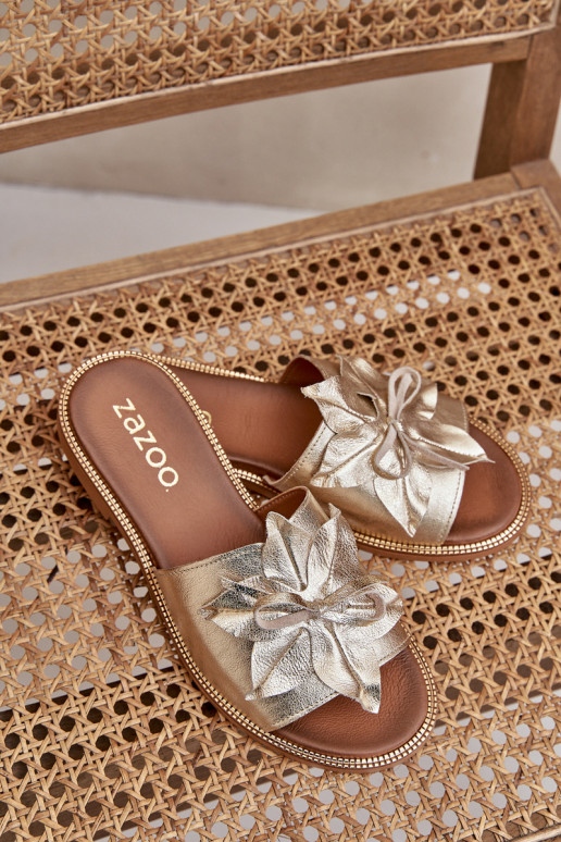 Zapatillas con adornos Cuero natural Zazoo 3667 color dorado