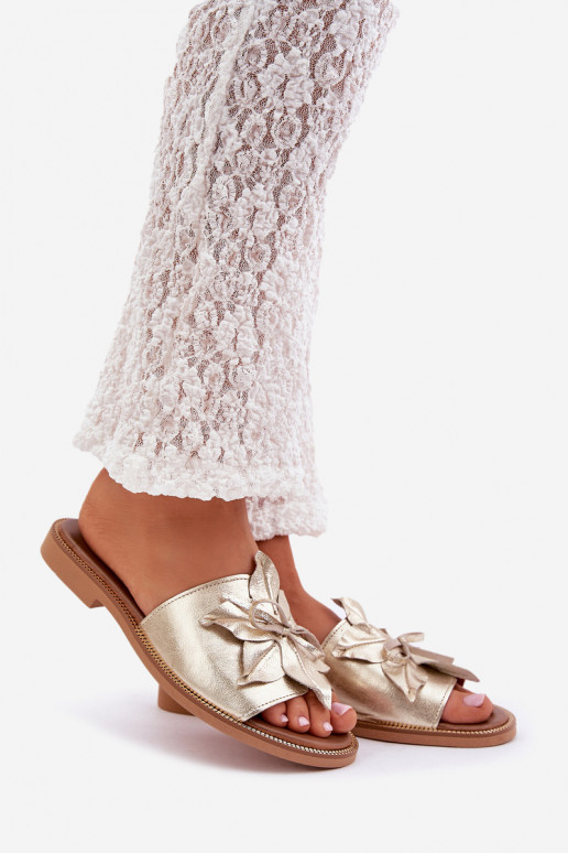 Zapatillas con adornos Cuero natural Zazoo 3667 color dorado