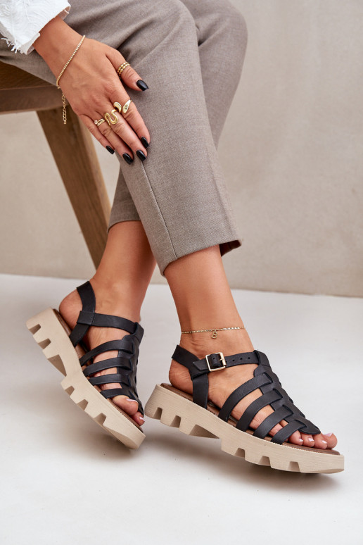 Sandalias de mujer Femenino Zazoo 3695 de color negro