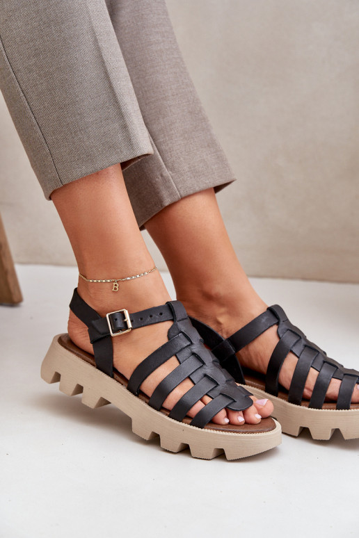 Sandalias de mujer Femenino Zazoo 3695 de color negro