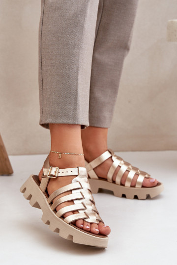 Sandalias para mujer Zazoo 3695 color dorado 2
