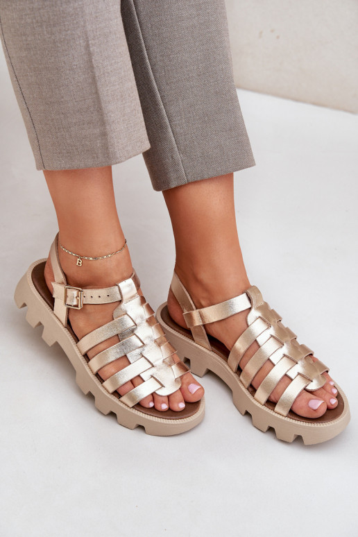 Sandalias de mujer Femenino Zazoo 3695 color dorado