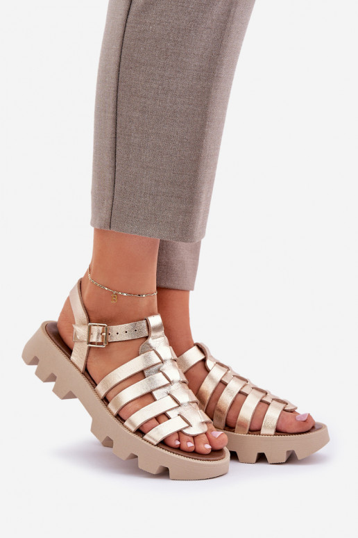 Sandalias de mujer Femenino Zazoo 3695 color dorado