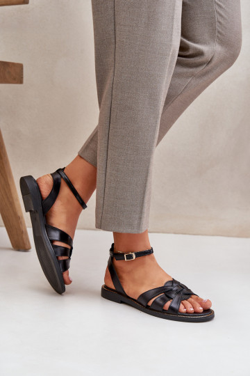 Sandalias de mujer Femenino con tacones anchos Zazoo 3688 de color negro